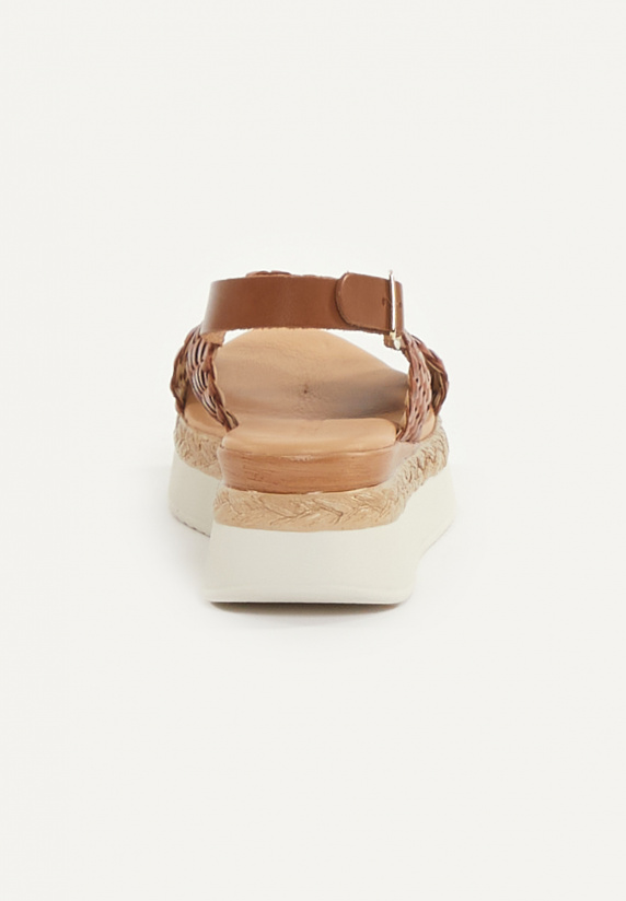 River Woods Lederen Gevlochten Sandalen Plateauzool Bruin