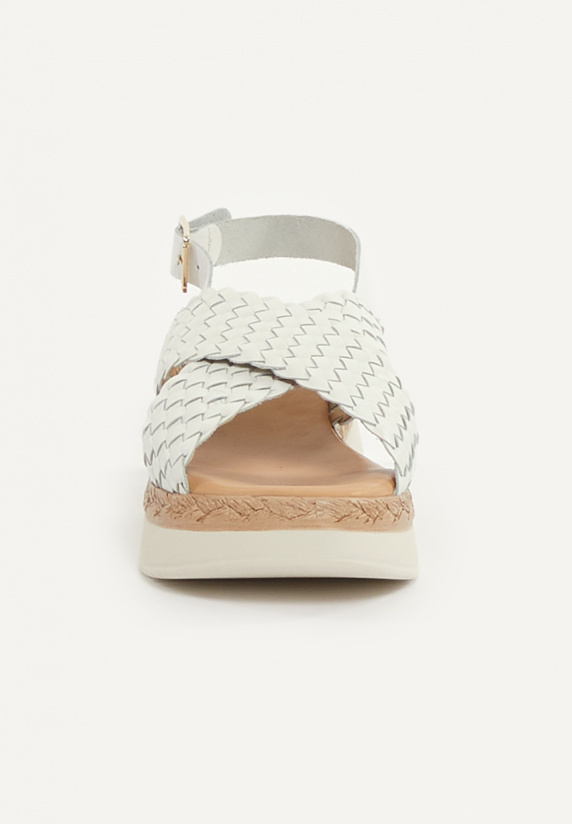 River Woods Lederen Gevlochten Sandalen Plateauzool Wit