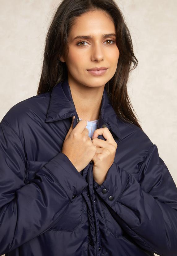 River Woods Licht Gewatteerd Jasje Opgestikte Zakken Navy