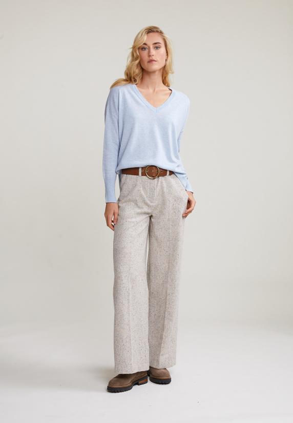 River Woods Lichtblauwe Basic V-hals Trui Lange Mouwen