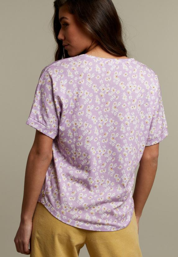River Woods Lila T-shirt Met V-hals In Bloemenprint