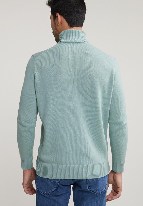 River Woods Loose Fit Wol-kasjmier Rolkraag Trui Cape Green Mix