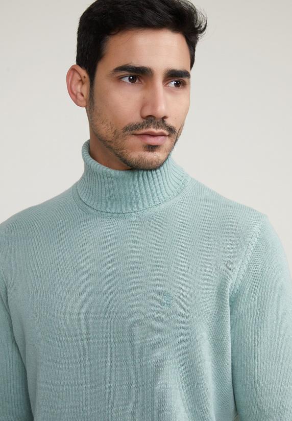 River Woods Loose Fit Wol-kasjmier Rolkraag Trui Cape Green Mix