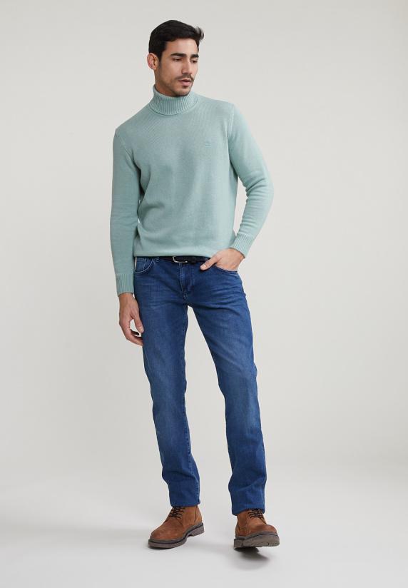 River Woods Loose Fit Wol-kasjmier Rolkraag Trui Cape Green Mix