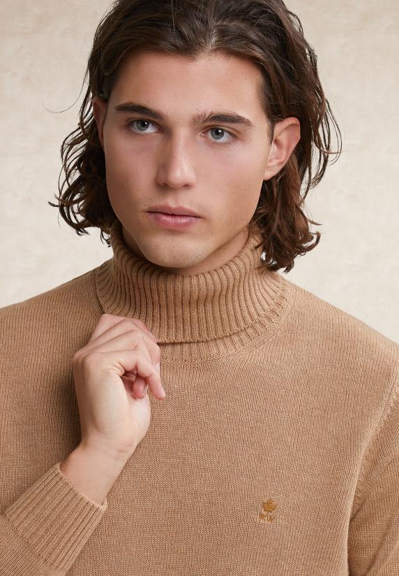 River Woods Loose Fit Wol-kasjmier Rolkraag Trui Maple Syrup