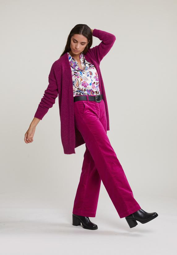 River Woods Magenta Lange V-hals Cardigan Lange Mouwen