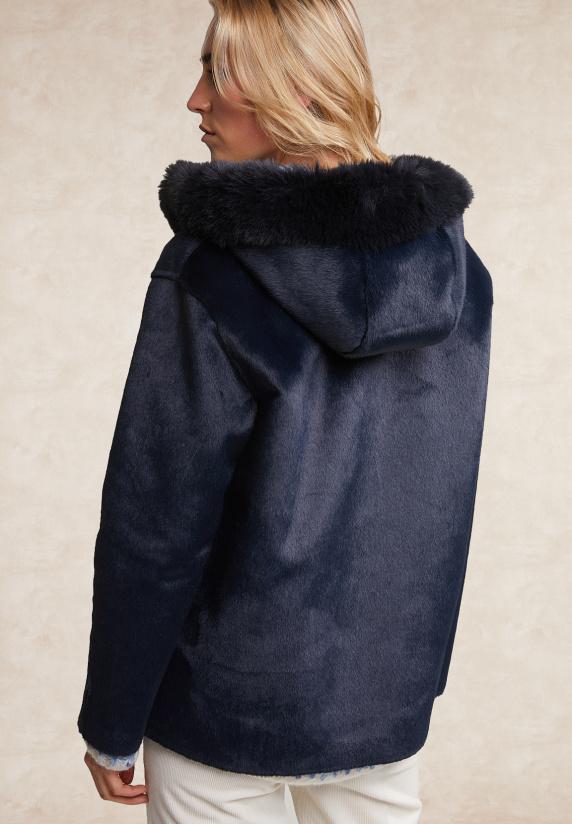 River Woods Mantel Met Capuchon Opgestikte Zakken Navy