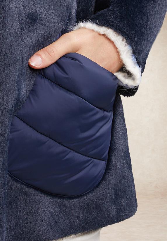 River Woods Mantel Met Capuchon Opgestikte Zakken Navy