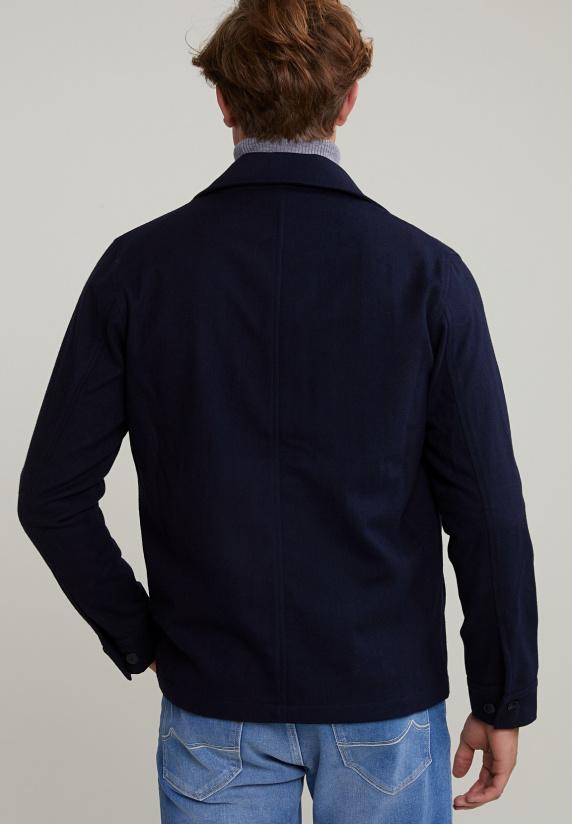 River Woods Mantel Met Knopen Opgestikte Zakken Navy