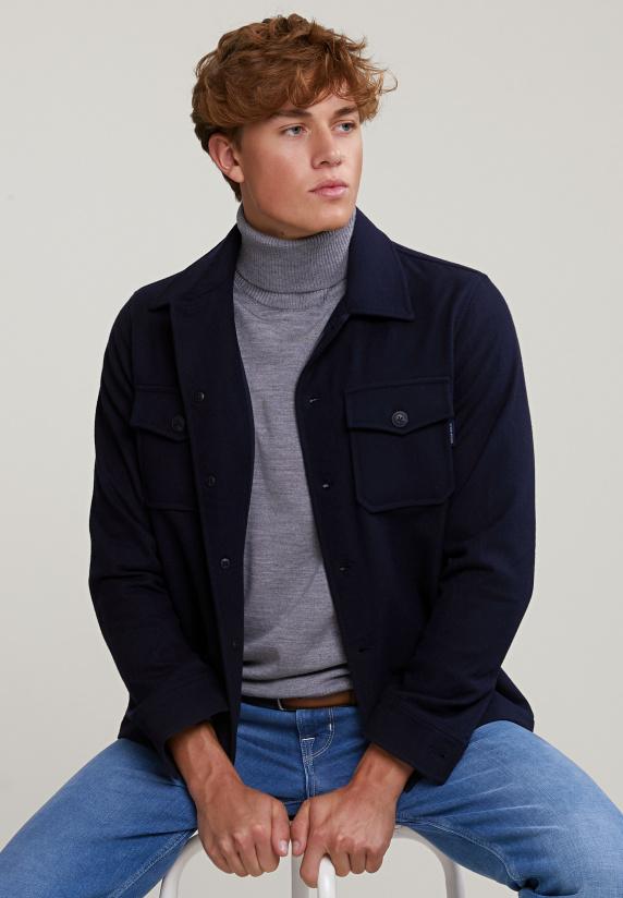 river woods Mantel met knopen opgestikte zakken navy