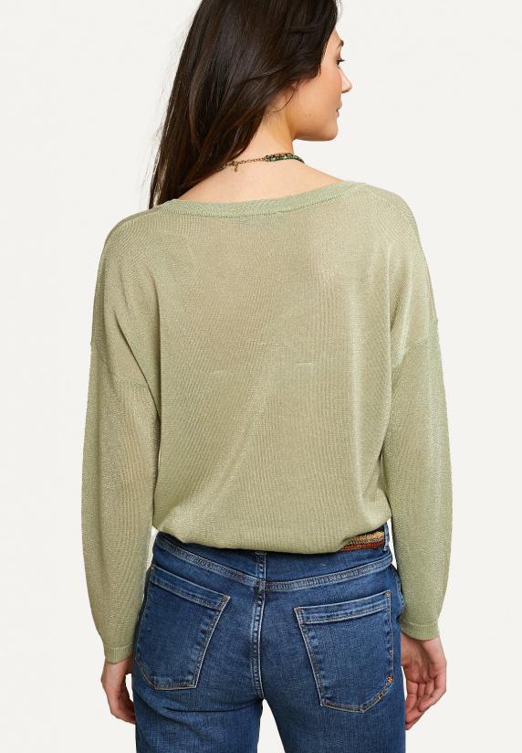 River Woods Metallic V-hals Trui Lange Mouwen Groen