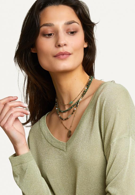 River Woods Metallic V-hals Trui Lange Mouwen Groen