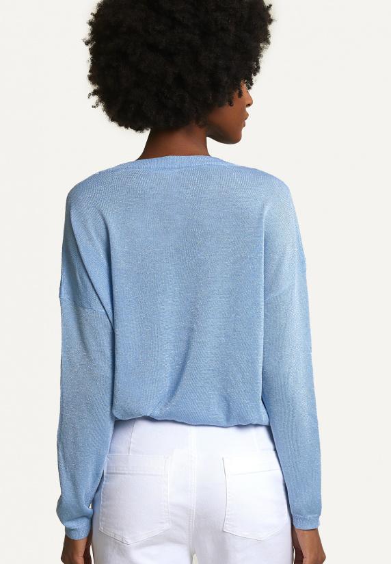 River Woods Metallic V-hals Trui Lange Mouwen Lichtblauw