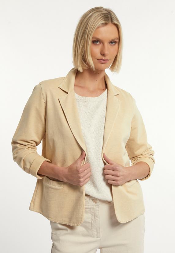 River Woods Molleton Effen Blazer Lange Mouwen Beige