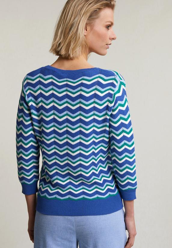 River Woods Multi Gestreepte Trui Ronde Hals 3/4 Mouwen