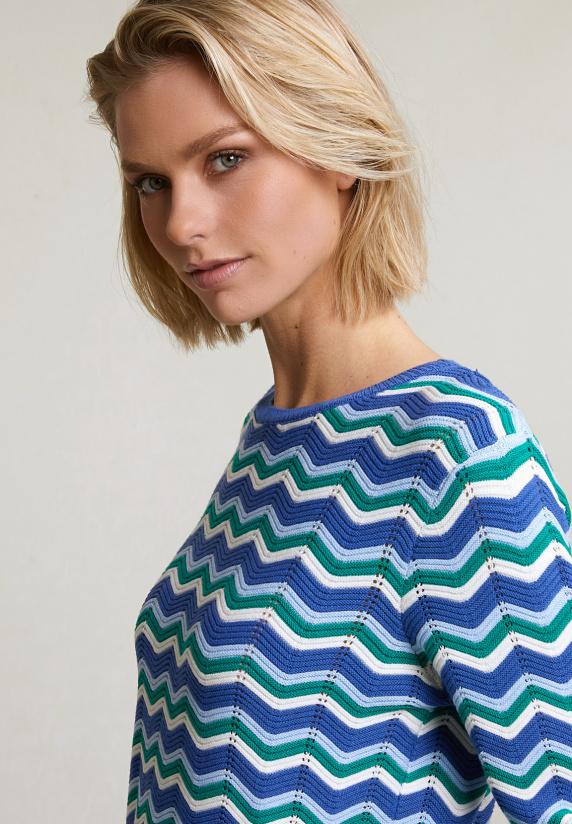 River Woods Multi Gestreepte Trui Ronde Hals 3/4 Mouwen