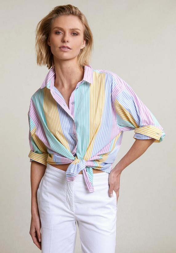 River Woods Multi Wijde Geknoopte Gestreepte Blouse