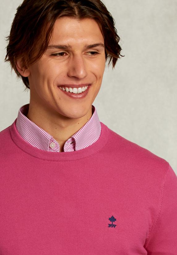 River Woods Normal Fit Basic Katoenen Trui Ronde Hals Amaranth