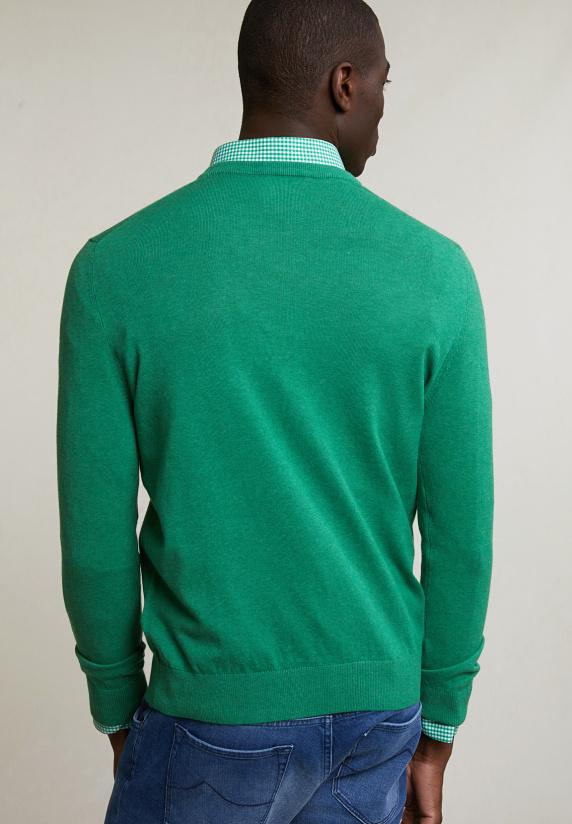 River Woods Normal Fit Basic Katoenen Trui Ronde Hals Bean Mix