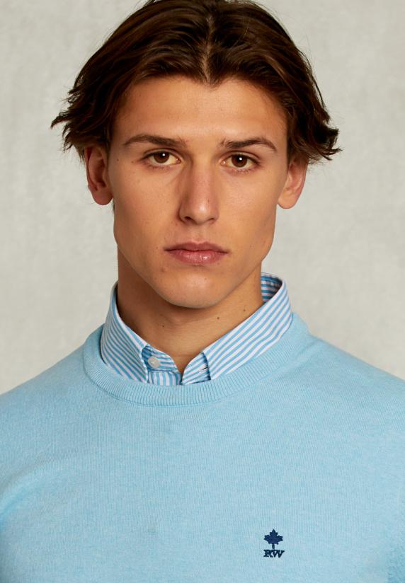 River Woods Normal Fit Basic Katoenen Trui Ronde Hals Bora Bora Mix