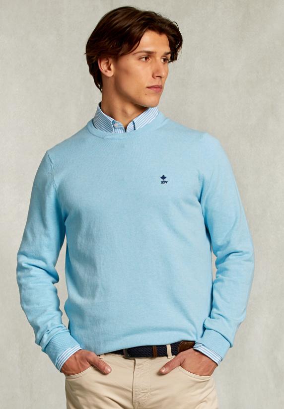 river woods Normal fit basic katoenen trui ronde hals bora bora mix