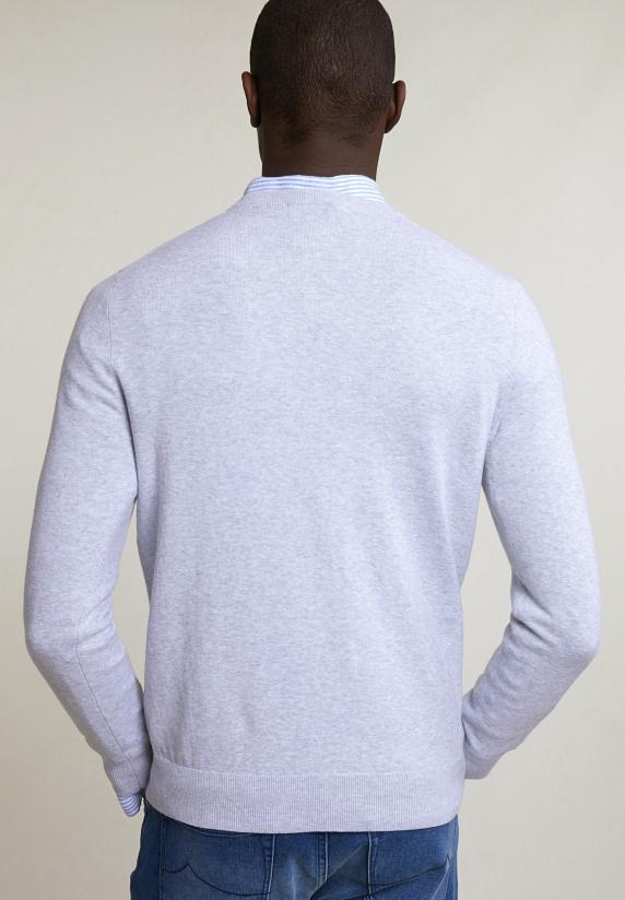 River Woods Normal Fit Basic Katoenen Trui Ronde Hals Lt Grey Mix