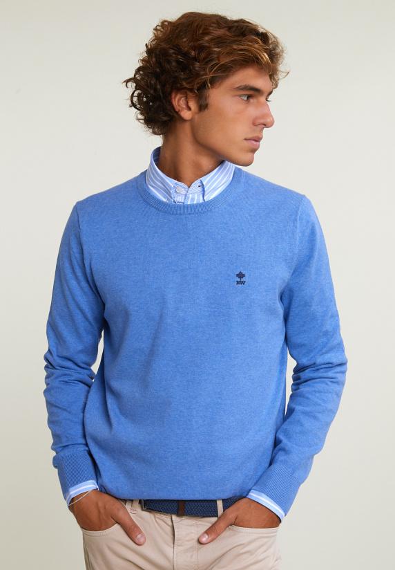 river woods Normal fit basic katoenen trui ronde hals lt hamptons blue mix
