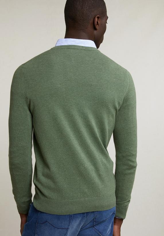 River Woods Normal Fit Basic Katoenen Trui Ronde Hals Safari Mix