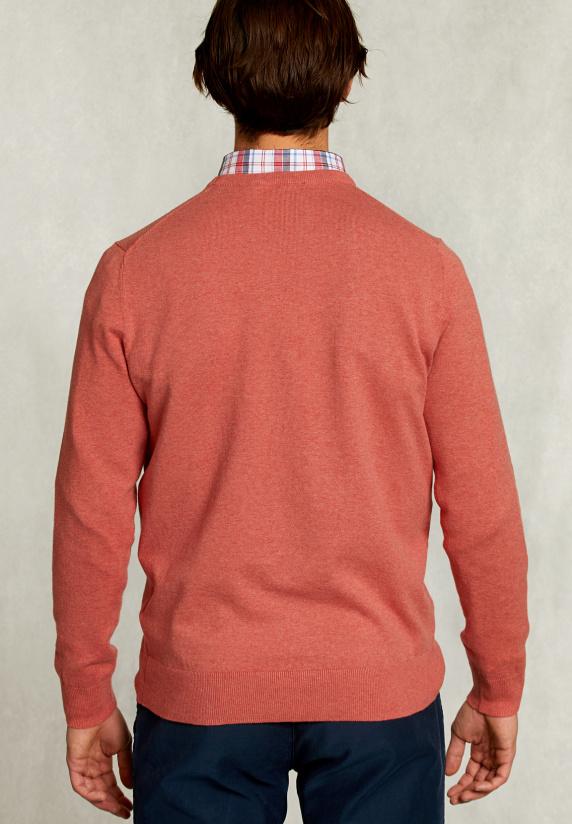 River Woods Normal Fit Basic Katoenen Trui Ronde Hals Terra Mix