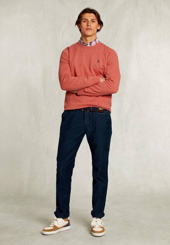 River Woods Normal Fit Basic Katoenen Trui Ronde Hals Terra Mix