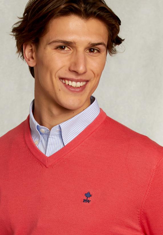 River Woods Normal Fit Basic Katoenen V-hals Trui Cosmopolitan