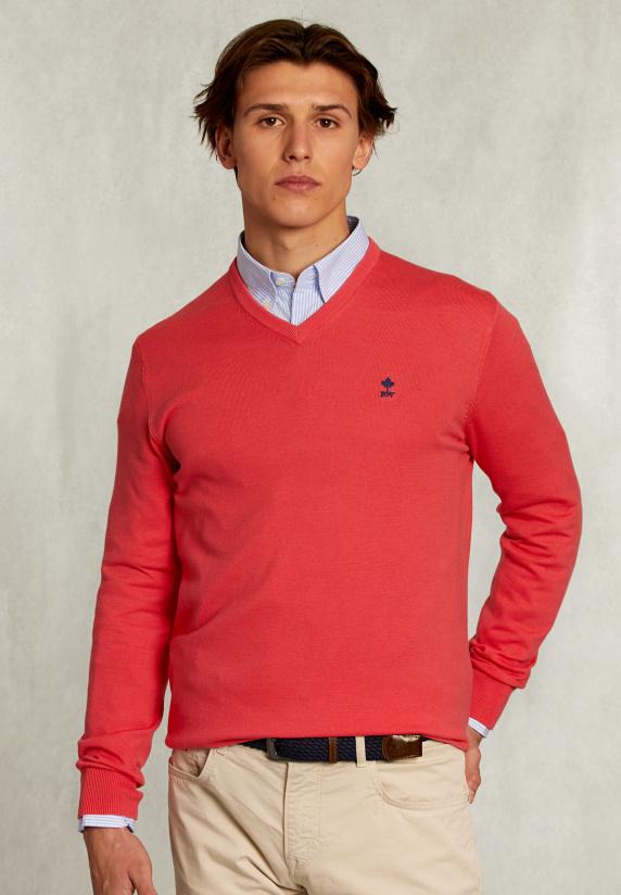 river woods Normal fit basic katoenen V-hals trui cosmopolitan