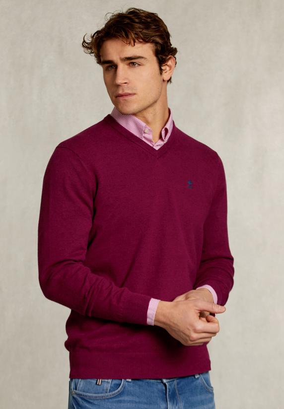 River Woods Normal Fit Basic Katoenen V-hals Trui Cuberdon Mix