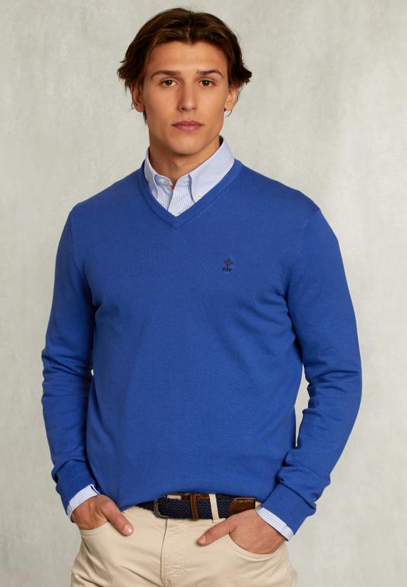 River Woods Normal Fit Basic Katoenen V-hals Trui Delta