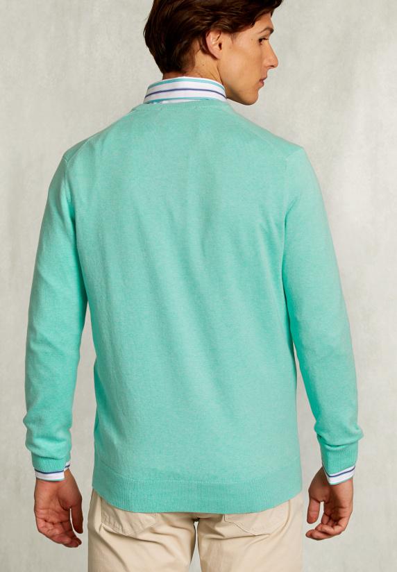 River Woods Normal Fit Basic Katoenen V-hals Trui Gimlet Mix