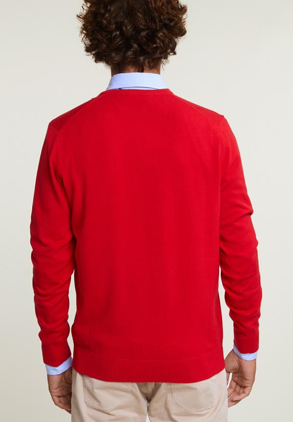 River Woods Normal Fit Basic Katoenen V-hals Trui Harvard Red