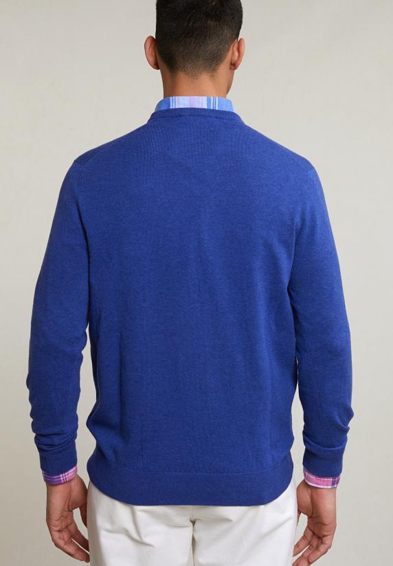 River Woods Normal Fit Basic Katoenen V-hals Trui Lt Lake Mix