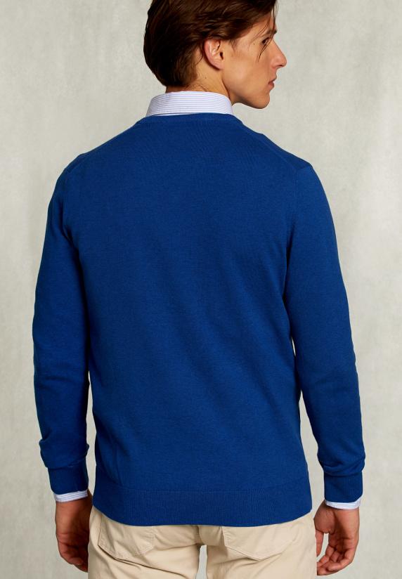 River Woods Normal Fit Basic Katoenen V-hals Trui Nile Mix