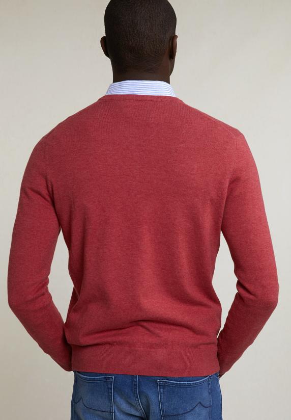 River Woods Normal Fit Basic Katoenen V-hals Trui Tomato Mix