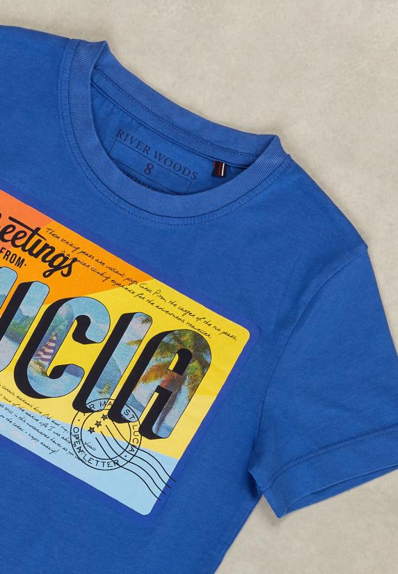 River Woods Normal Fit Basic T-shirt Caribbean Blue