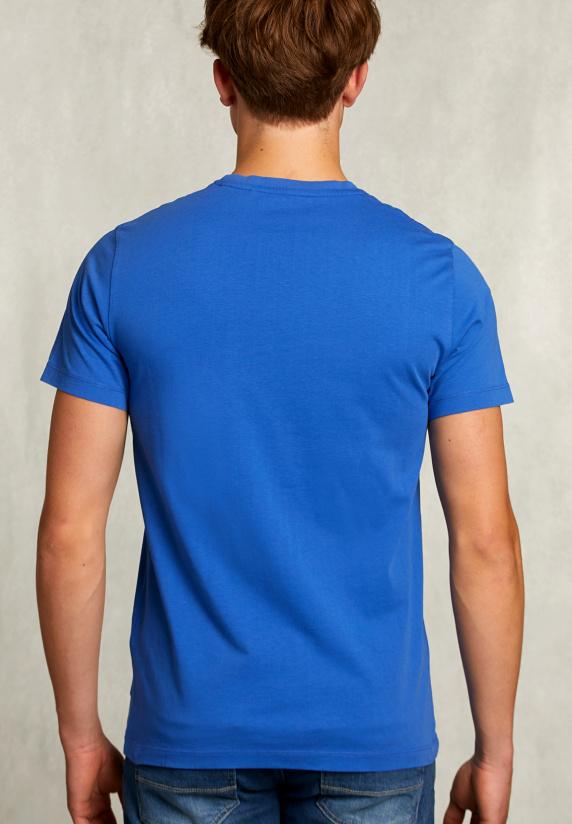 River Woods Normal Fit Basic T-shirt Carribean Blauw