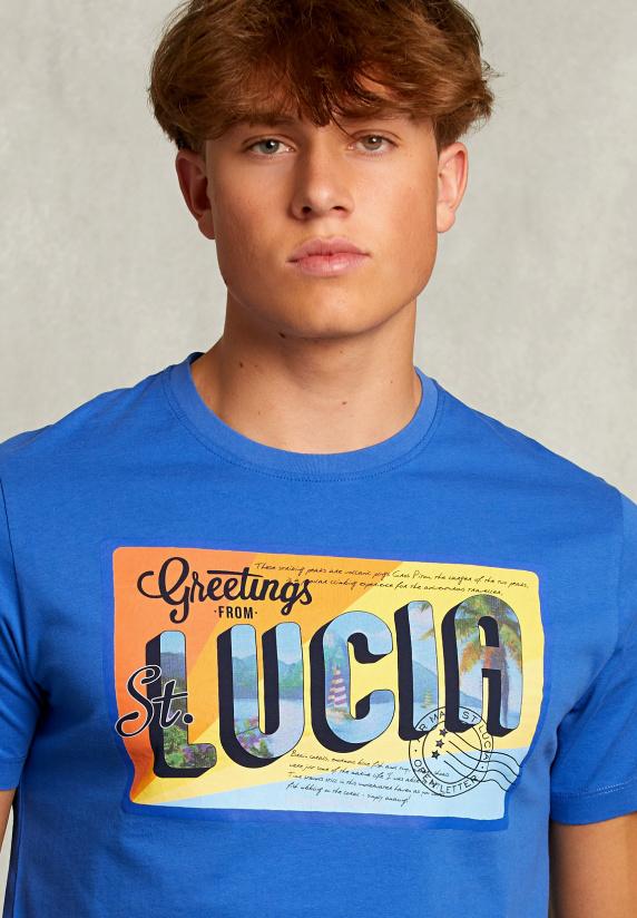 River Woods Normal Fit Basic T-shirt Carribean Blauw