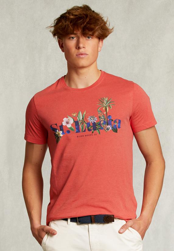 river woods Normal fit basic T-shirt dark cosmopolitan mix