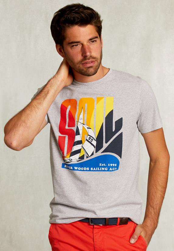 River Woods Normal Fit Basic T-shirt Dark Oyster Mix