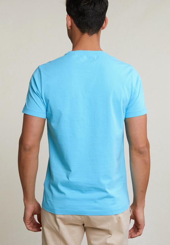 River Woods Normal Fit Basic T-shirt Korte Mouwen Acqua