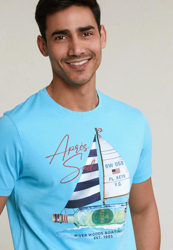 River Woods Normal Fit Basic T-shirt Korte Mouwen Acqua