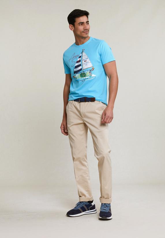 River Woods Normal Fit Basic T-shirt Korte Mouwen Acqua