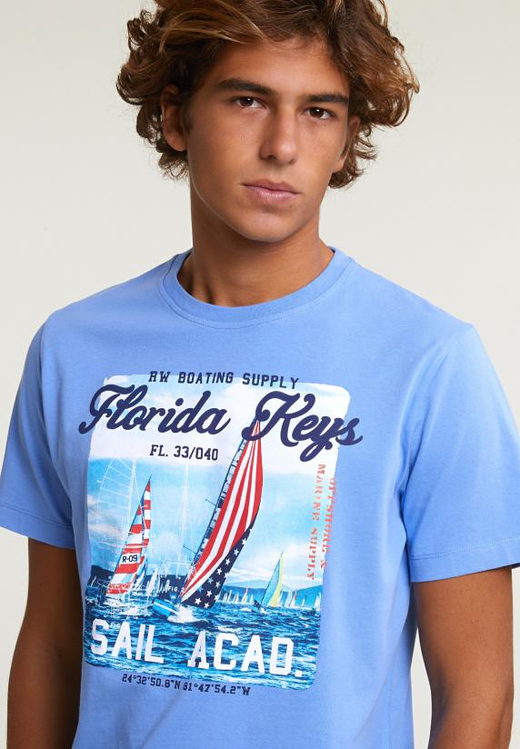 River Woods Normal Fit Basic T-shirt Korte Mouwen Caribbean Blue