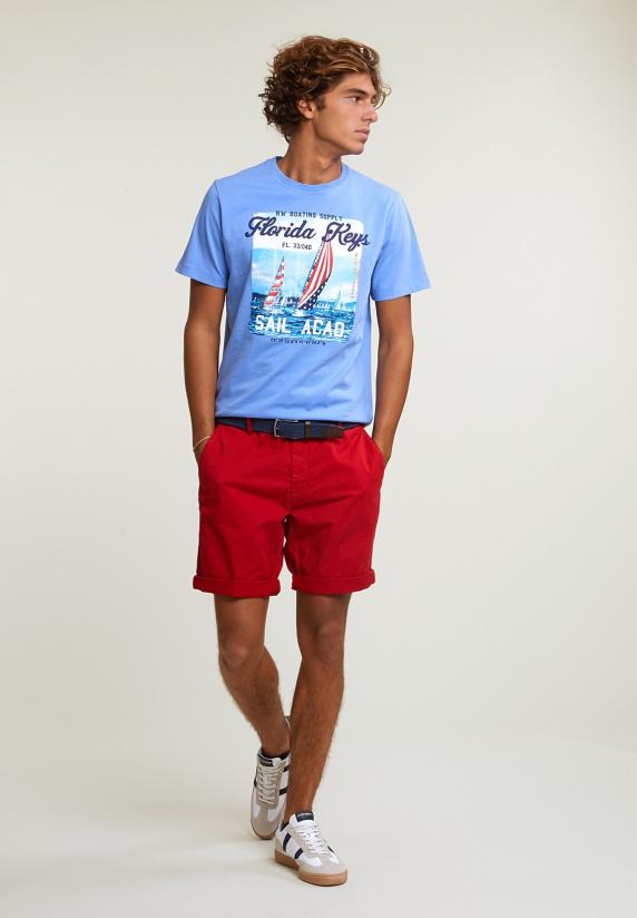 River Woods Normal Fit Basic T-shirt Korte Mouwen Caribbean Blue