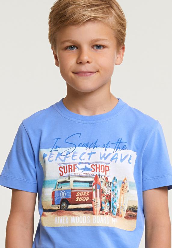 River Woods Normal Fit Basic T-shirt Korte Mouwen Carribean Blue